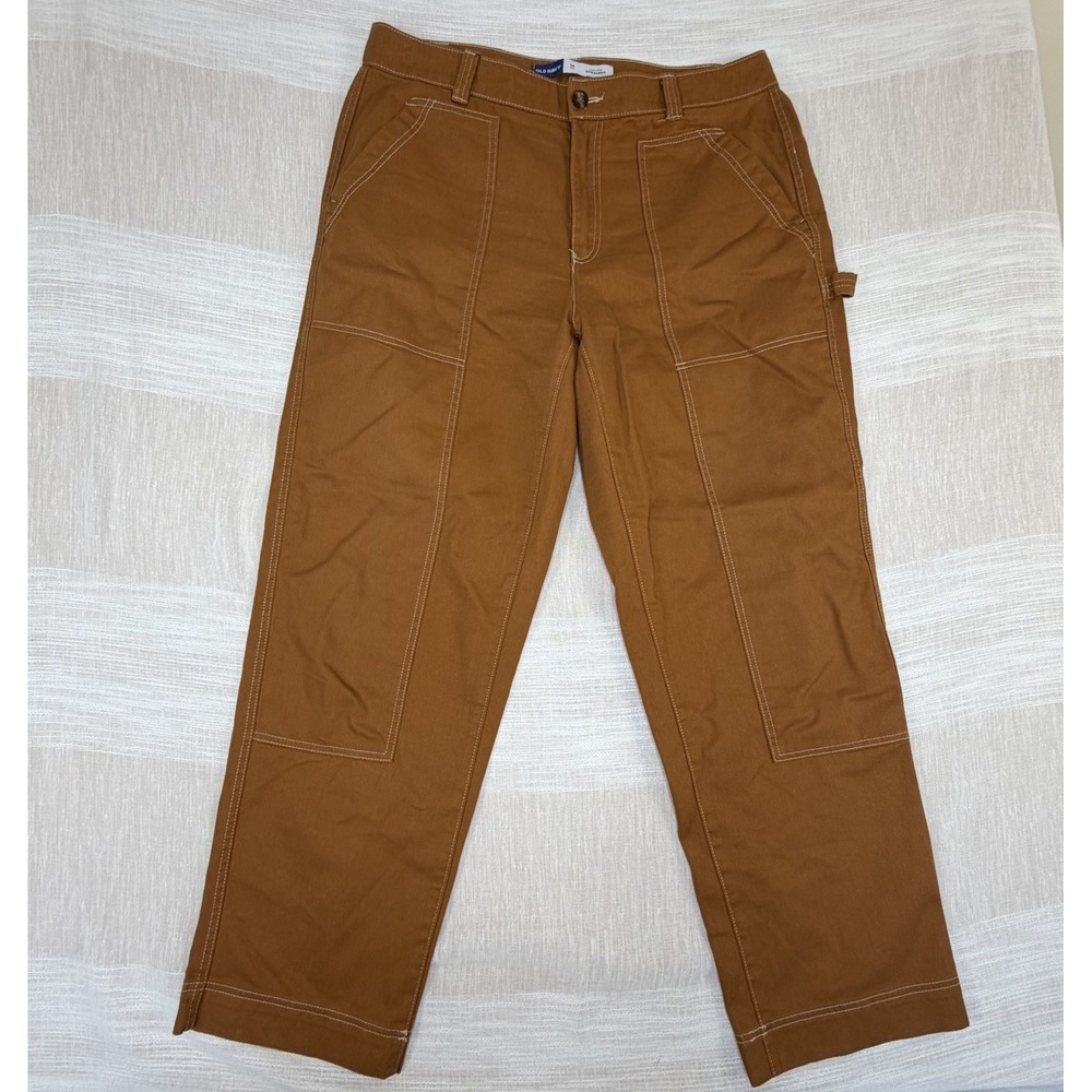 OLD NAVY by Gap Women's 16 Tall High-Rise Straight Carpenter Utility Pants Brown